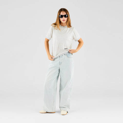 Summer Breeze / Essentials Striped Knitted Tee - Heather Grey