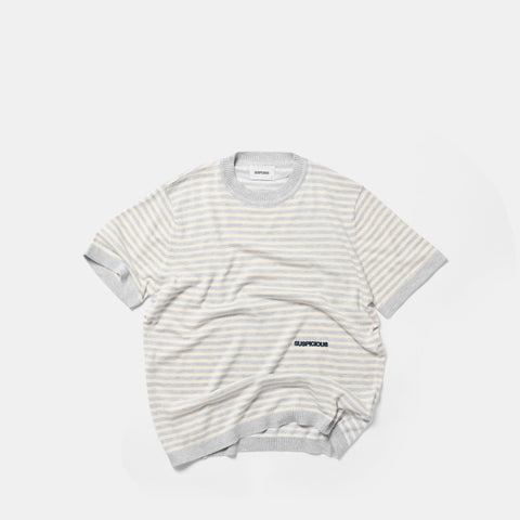 Summer Breeze / Essentials Striped Knitted Tee - Heather Grey