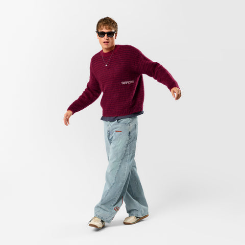 Winter4 / Essentials Striped Mohair Knit - Red