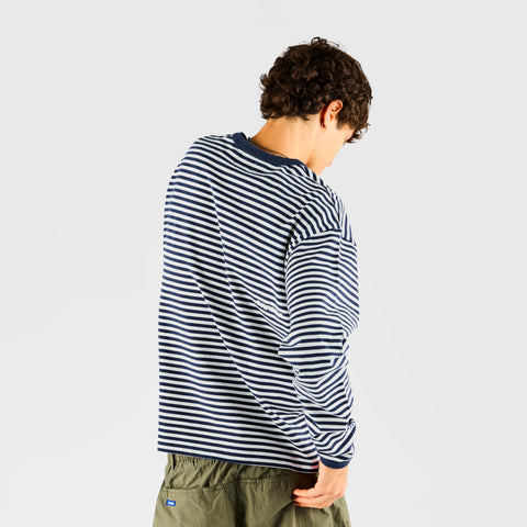 End Of Summer / Essentials Striped Ringer Longsleeve - Off-White & Nightfall