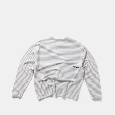 End Of Summer / Essentials Striped Ringer Longsleeve - Off-White & Heather Grey
