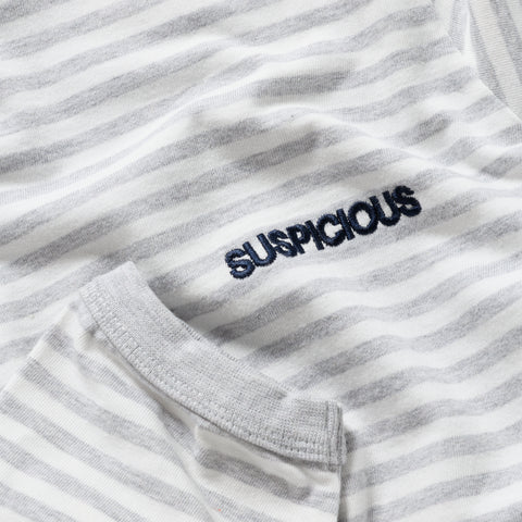 End Of Summer / Essentials Striped Ringer Longsleeve - Off-White & Heather Grey