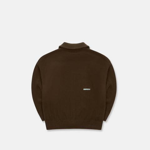 Winter2 / Essentials Tight Knitted Zip-Up - Espresso