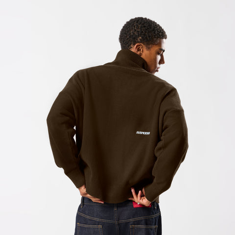 Winter2 / Essentials Tight Knitted Zip-Up - Espresso