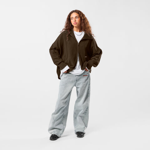 Winter2 / Essentials Tight Knitted Zip-Up - Espresso