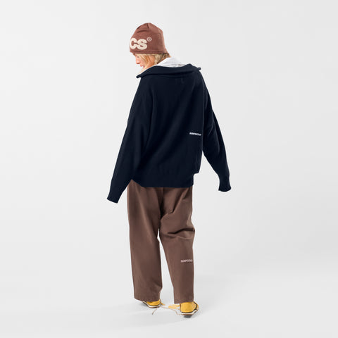 Winter2 / Essentials Tight Knitted Zip-Up - Navy