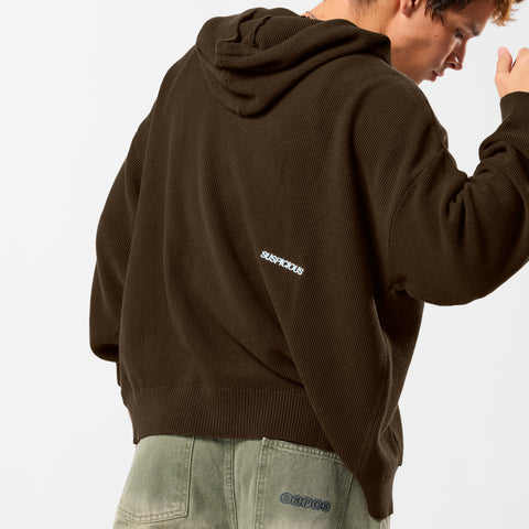 Winter2 / Essentials Tight Knitted Zipped Hoodie - Espresso