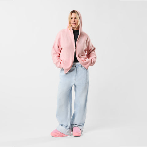 Winter2 / Essentials Tight Knitted Zipped Hoodie - Icy Orchid