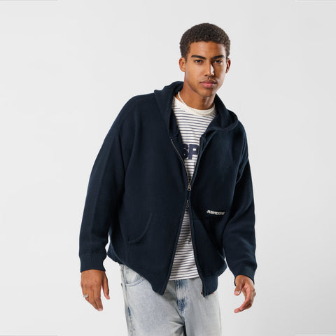 Winter2 / Essentials Tight Knitted Zipped Hoodie - Navy