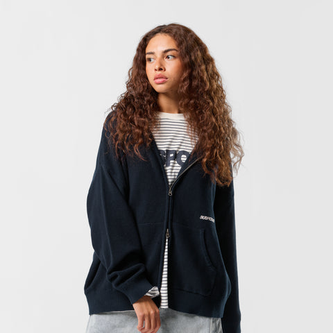 Winter2 / Essentials Tight Knitted Zipped Hoodie - Navy