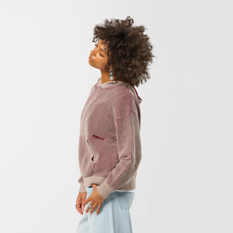 Leopard / Essentials Vintage Knitted Hoodie - Burgundy
