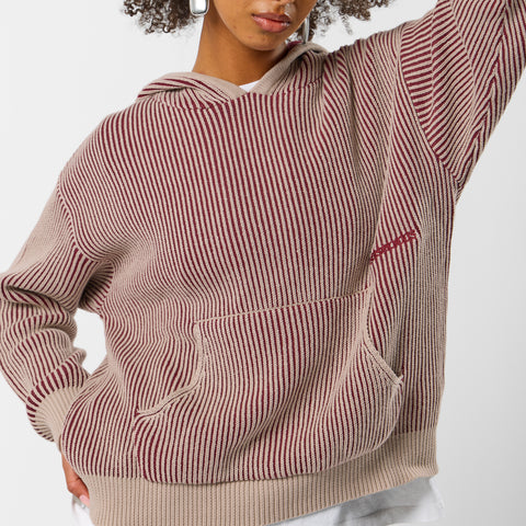 Leopard / Essentials Vintage Knitted Hoodie - Burgundy