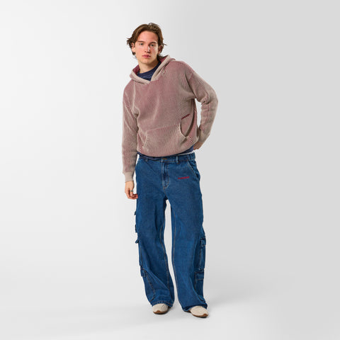 Leopard / Essentials Vintage Knitted Hoodie - Burgundy