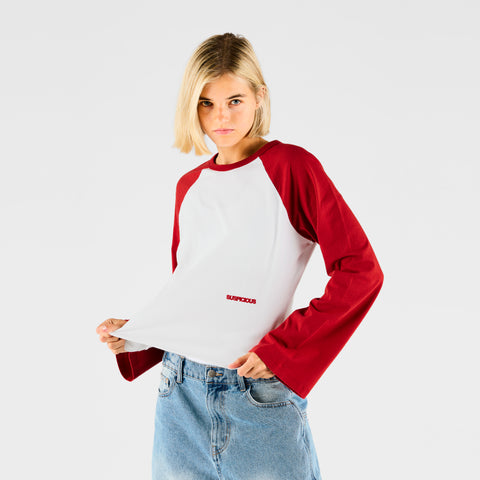 End Of Summer / Essentials W Bi-Colour Longsleeve - White & Red