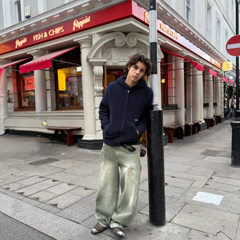 Winter2 / Essentials Tight Knitted Zipped Hoodie - Navy