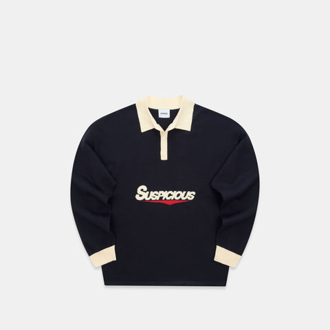 Winter3 / Flow Knitted Longsleeve Polo - Navy