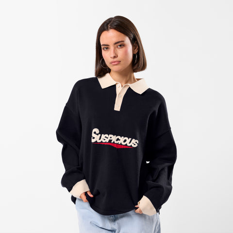 Winter3 / Flow Knitted Longsleeve Polo - Navy