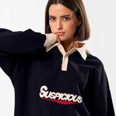 Winter3 / Flow Knitted Longsleeve Polo - Navy