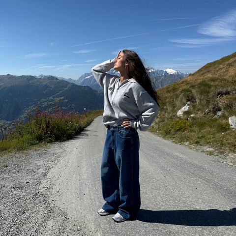 Fall / Offset Longsleeve Cotton Polo - Neutral Heather
