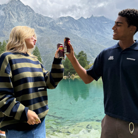 Fall / Striped Cotton Knit - Dark Navy & Olive Green