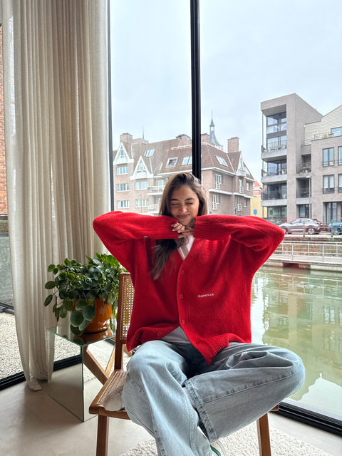 Polkaline / Essentials Knitted Cardigan - Red