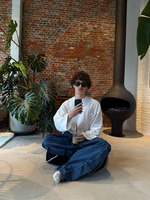 Polkaline / Polka Pocket Longsleeve - White