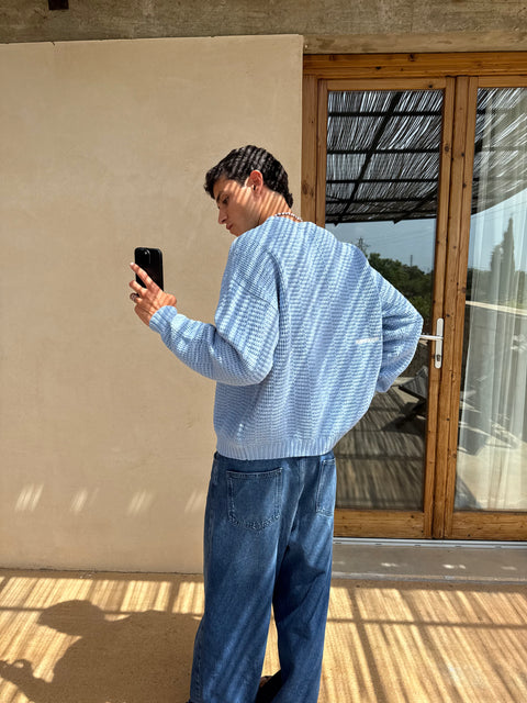 C&L / Essentials Crochet Sweat - Coral Blue