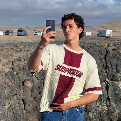 Football / Knitted Football Jersey - Natural Burgundy