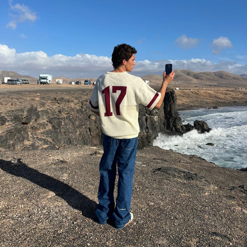 Football / Knitted Football Jersey - Natural Burgundy