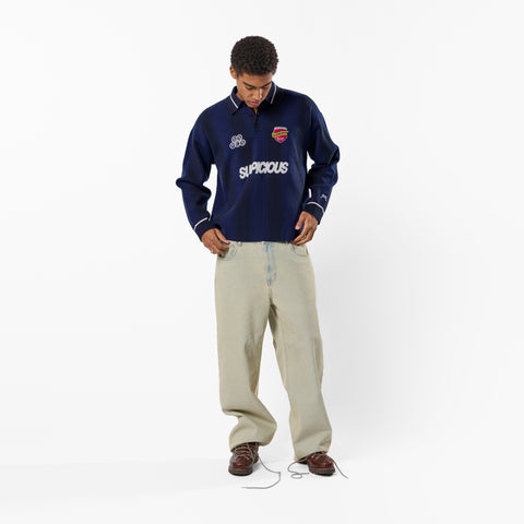 Winter4 / Kasteel Longsleeve Knitted Polo - Nightfall