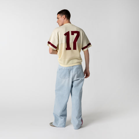 Football / Knitted Football Jersey - Natural Burgundy