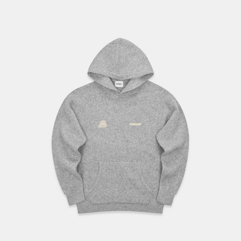 Winter1 / Landscape Knitted Hoodie - Heather Grey