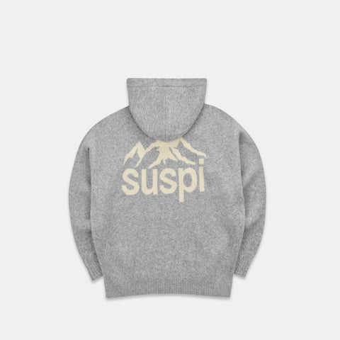 Winter1 / Landscape Knitted Hoodie - Heather Grey