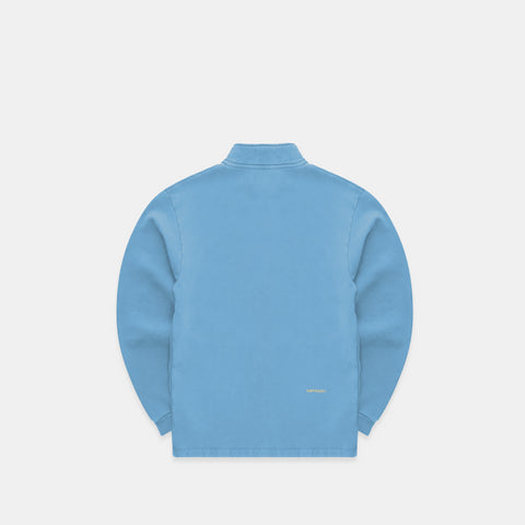 The Suspicious Smiley Half-Zip Crewneck - Mineral Blue