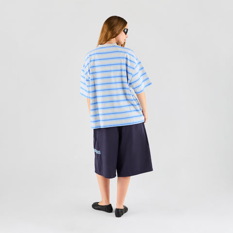 Summer Breeze / Mirror Striped Tee - Heather & Blue