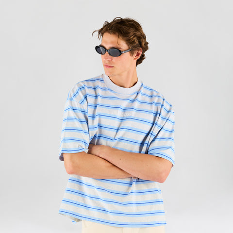 Summer Breeze / Mirror Striped Tee - Heather & Blue