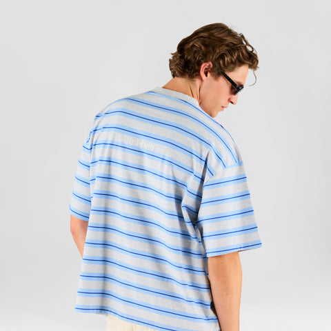 Summer Breeze / Mirror Striped Tee - Heather & Blue
