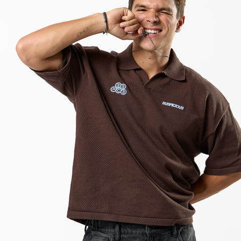 Fall / Offset Cotton Polo - Brown