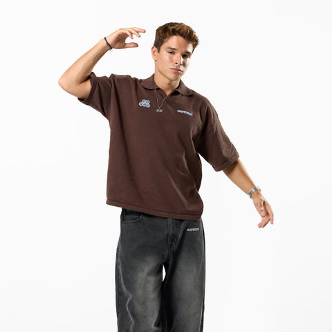 Fall / Offset Cotton Polo - Brown