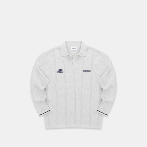 Fall / Offset Longsleeve Cotton Polo - Neutral Heather
