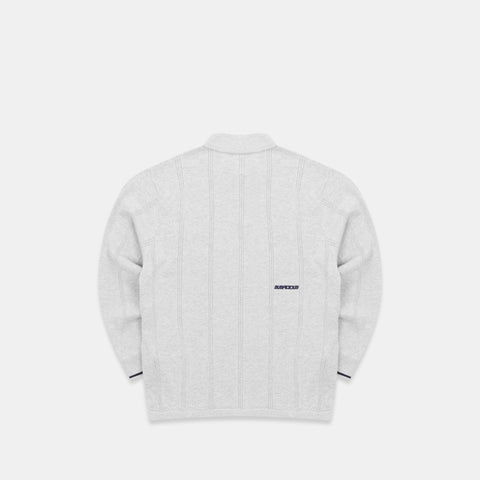 Fall / Offset Longsleeve Cotton Polo - Neutral Heather