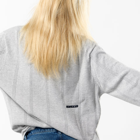 Fall / Offset Longsleeve Cotton Polo - Neutral Heather