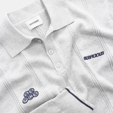 Fall / Offset Longsleeve Cotton Polo - Neutral Heather