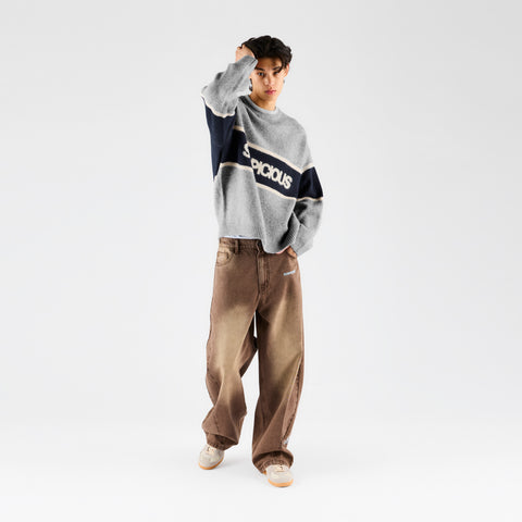 Winter 2 / Panel Knitted Sweat - Heather Grey