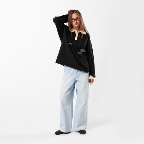 Winter3 / Patch Patrol Knitted Longsleeve Polo - Black