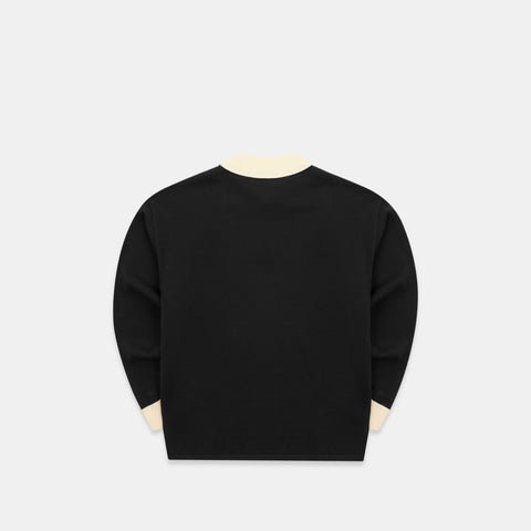 Winter3 / Patch Patrol Knitted Longsleeve Polo - Black