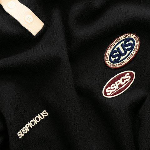 Winter3 / Patch Patrol Knitted Longsleeve Polo - Black