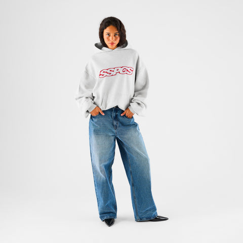 Summer Stripes / Red Layered SSPCS Applique Hoodie - Ash