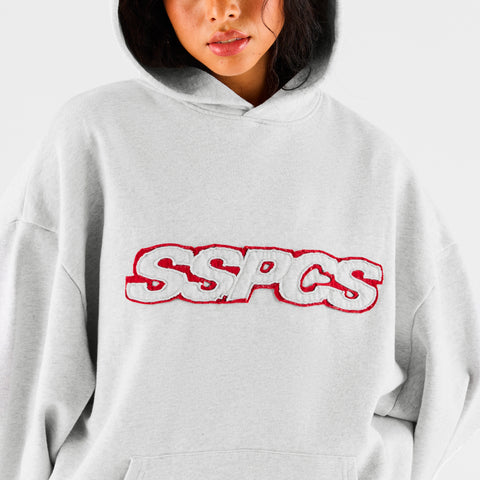 Summer Stripes / Red Layered SSPCS Applique Hoodie - Ash