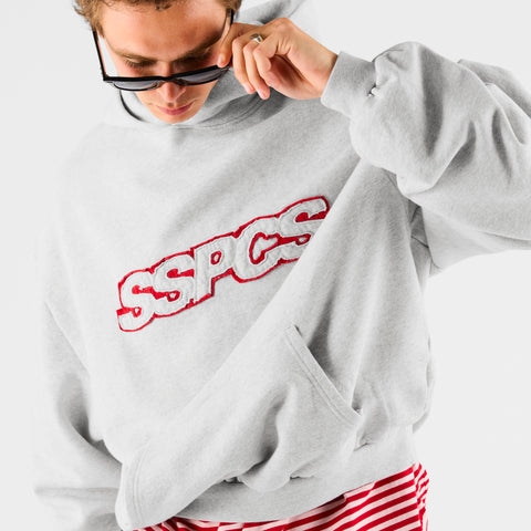 Summer Stripes / Red Layered SSPCS Applique Hoodie - Ash